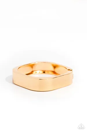 Boss Babe Basic - Gold - Square Paparazzi Hinge Bracelet
