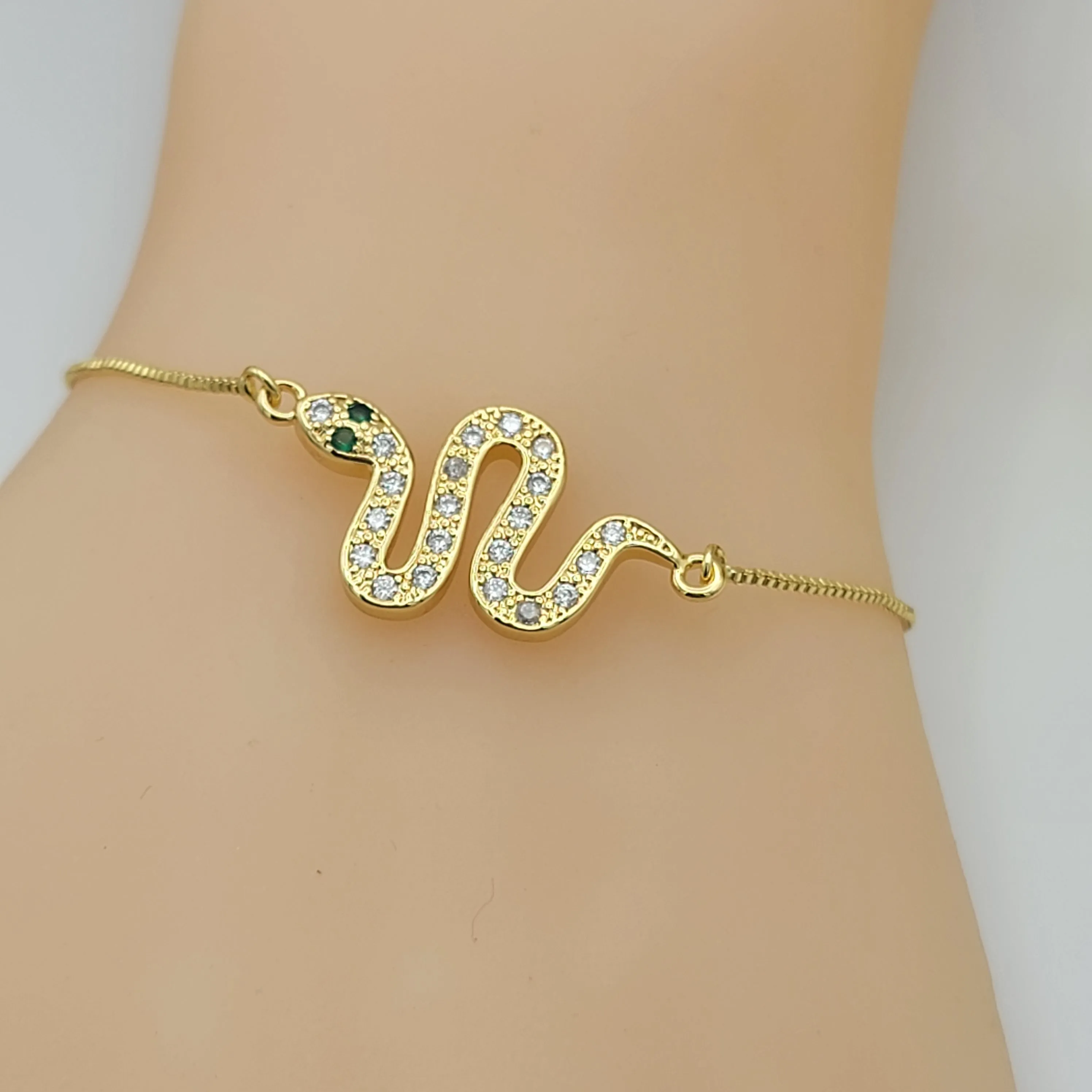 Bracelets - 14K Gold Plated. Snake Adjustable Bracelet.