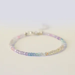 Buddha Stones 2.5mm Fluorite Ultra-thin Beads 14k Gold Plated Copper Heart Power Bracelet