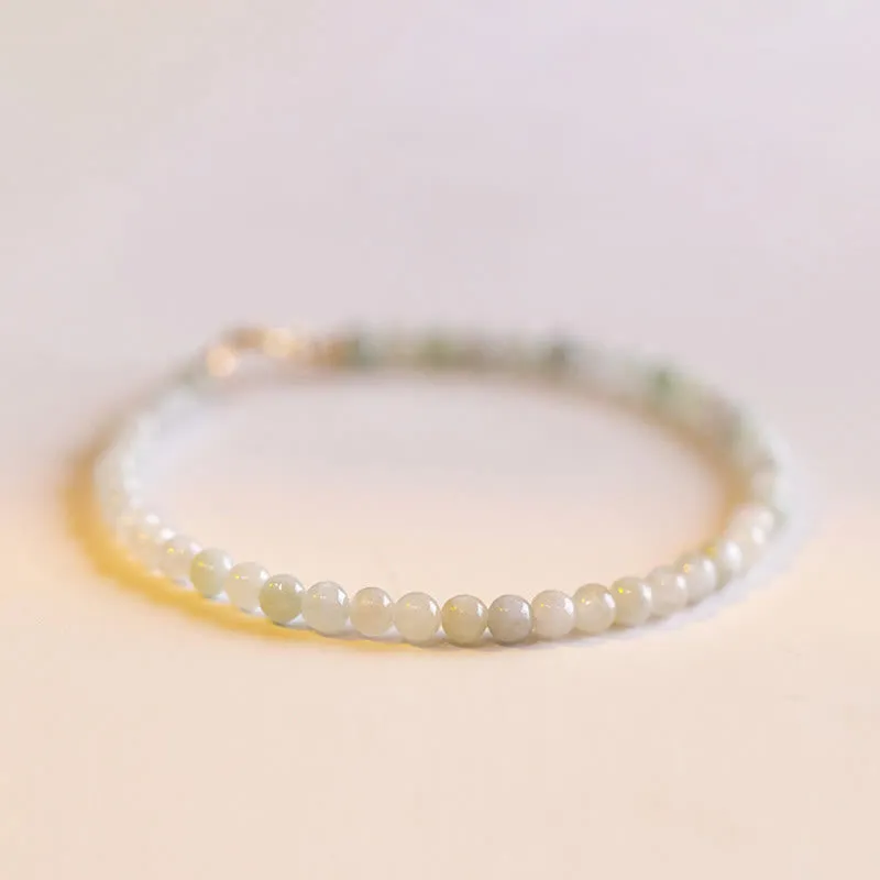 Buddha Stones 2mm Jade Ultra-thin Beads 14k Gold Plated Copper Luck Bracelet