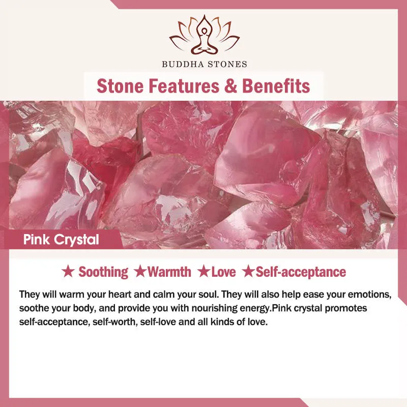 Buddha Stones Natural Flower Garnet Pink Crystal Calm Double Wrap Bracelet