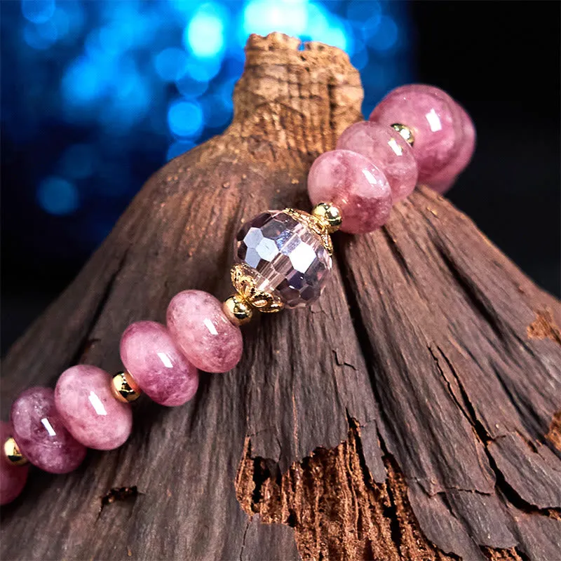 Buddha Stones Natural Rose Quartz Bow Peace Buckle Loving Energy Bracelet