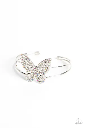 Butterfly Bella - Multi - Iridescent - Rhinestone Paparazzi Cuff Bracelet