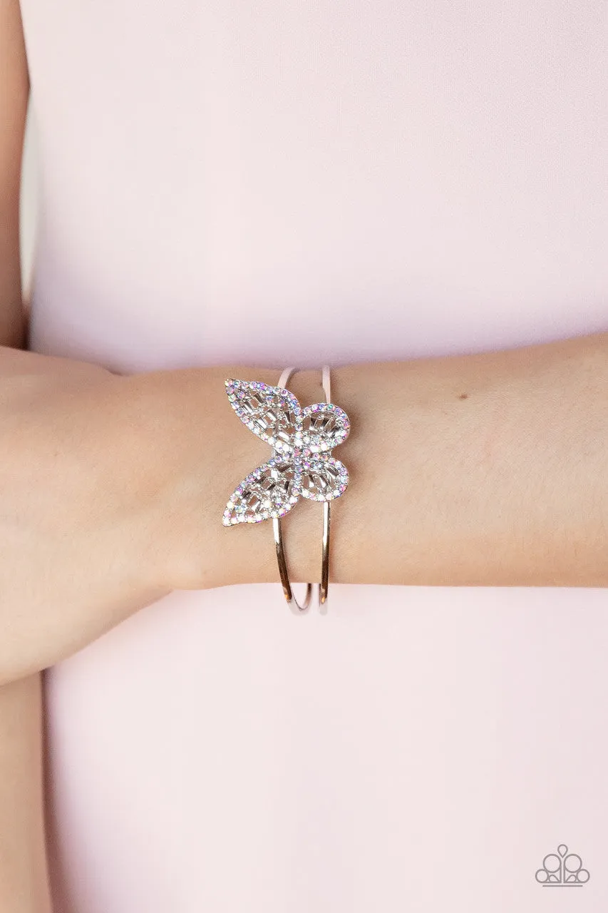 Butterfly Bella - Multi - Iridescent - Rhinestone Paparazzi Cuff Bracelet