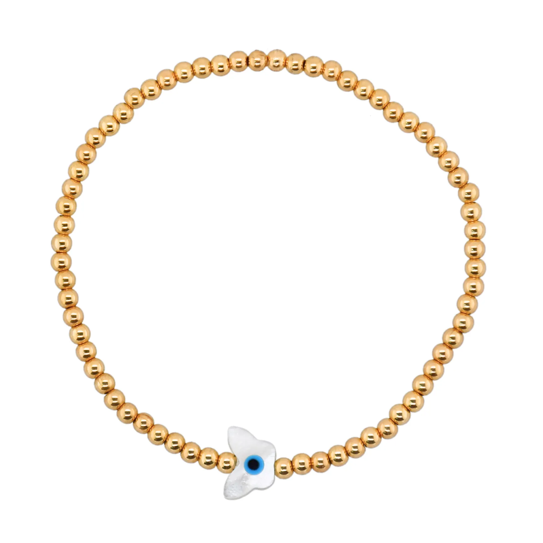 BUTTERFLY EVIL EYE MOP | Opal Charm and 14K Gold Filled Beads Bracelet