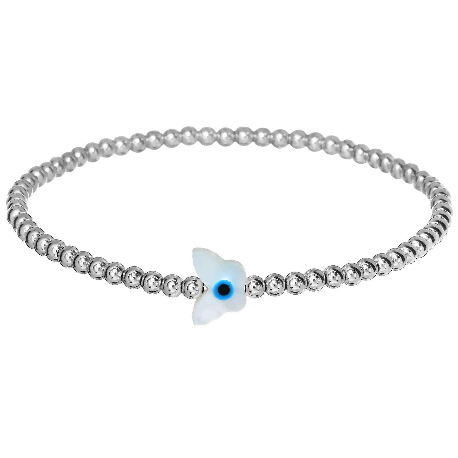BUTTERFLY EVIL EYE MOP | Opal Charm and 14K Gold Filled Beads Bracelet