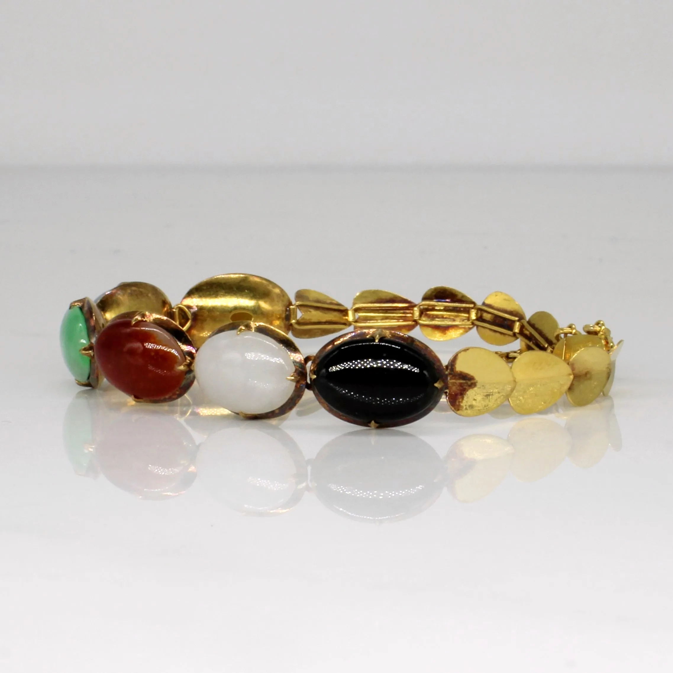 Cabochon Multi Colour Jade Bracelet | 12.00ctw | 6" |