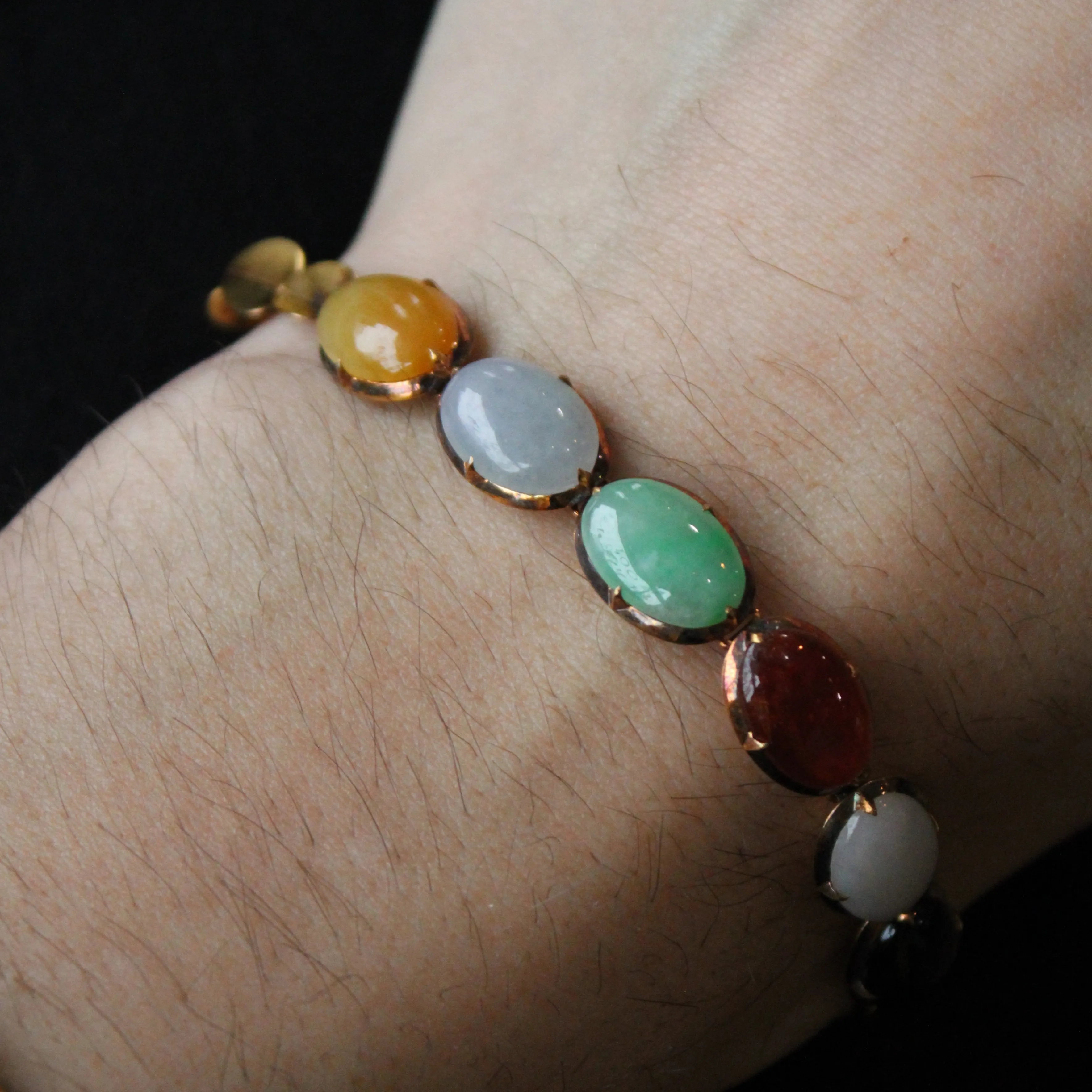 Cabochon Multi Colour Jade Bracelet | 12.00ctw | 6" |