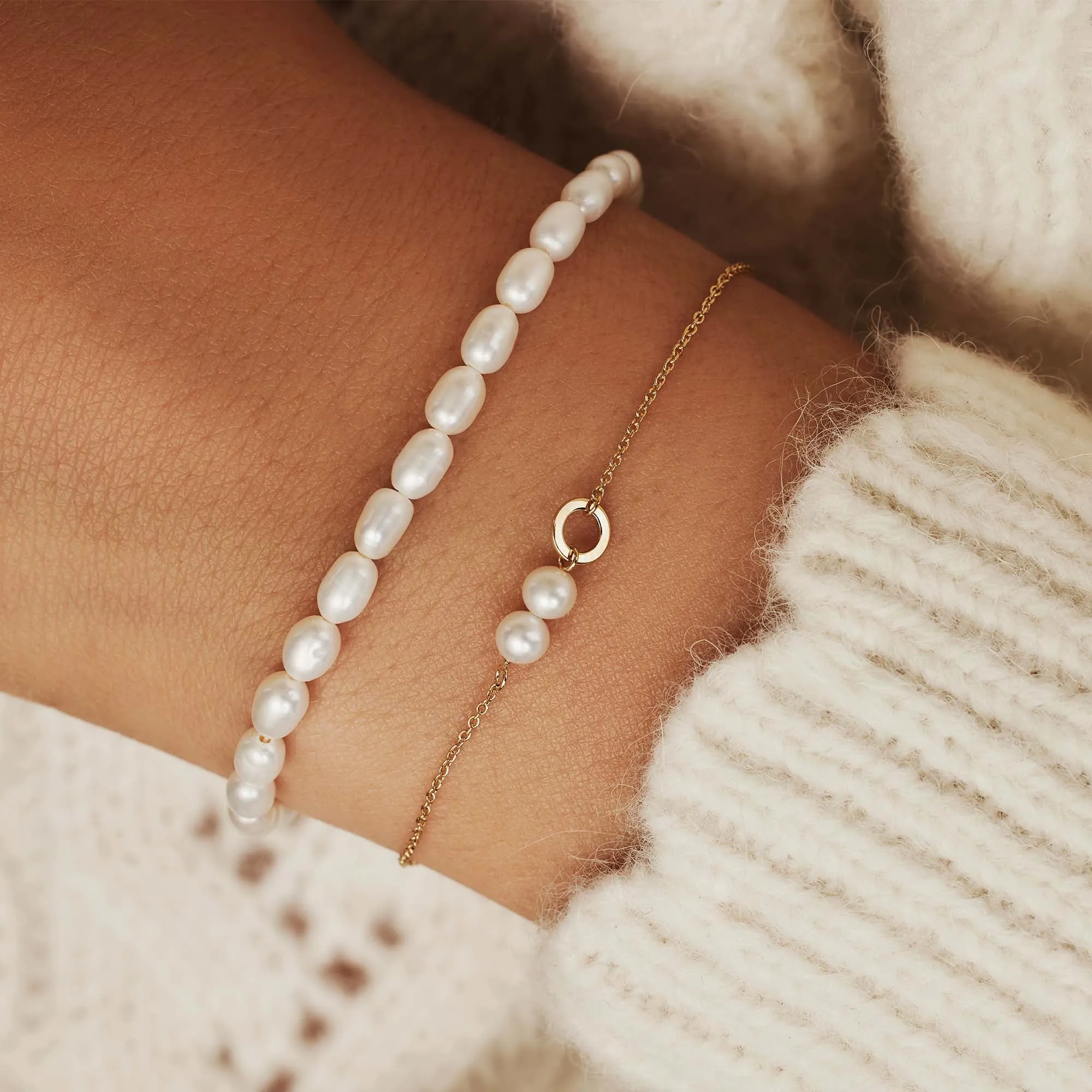 Cadeau d'Isabel 14 karat gold bracelets gift set with pearls