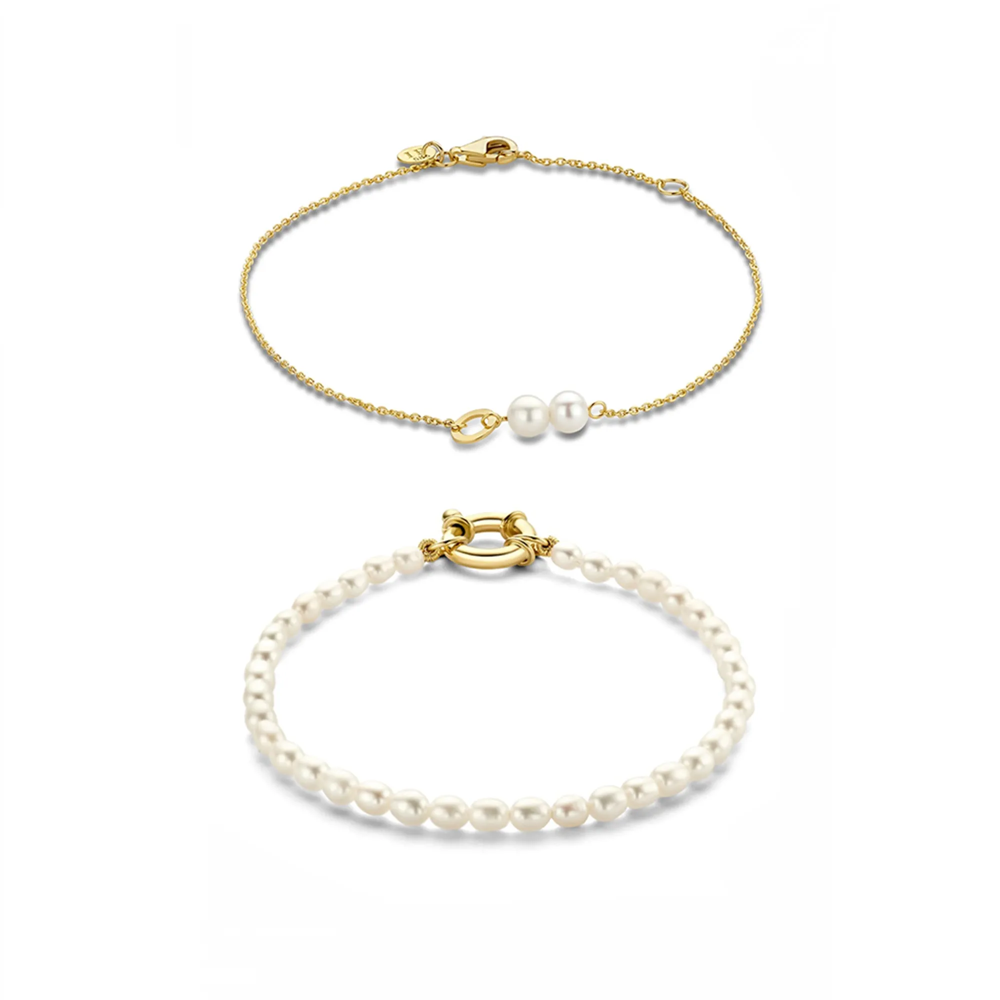 Cadeau d'Isabel 14 karat gold bracelets gift set with pearls