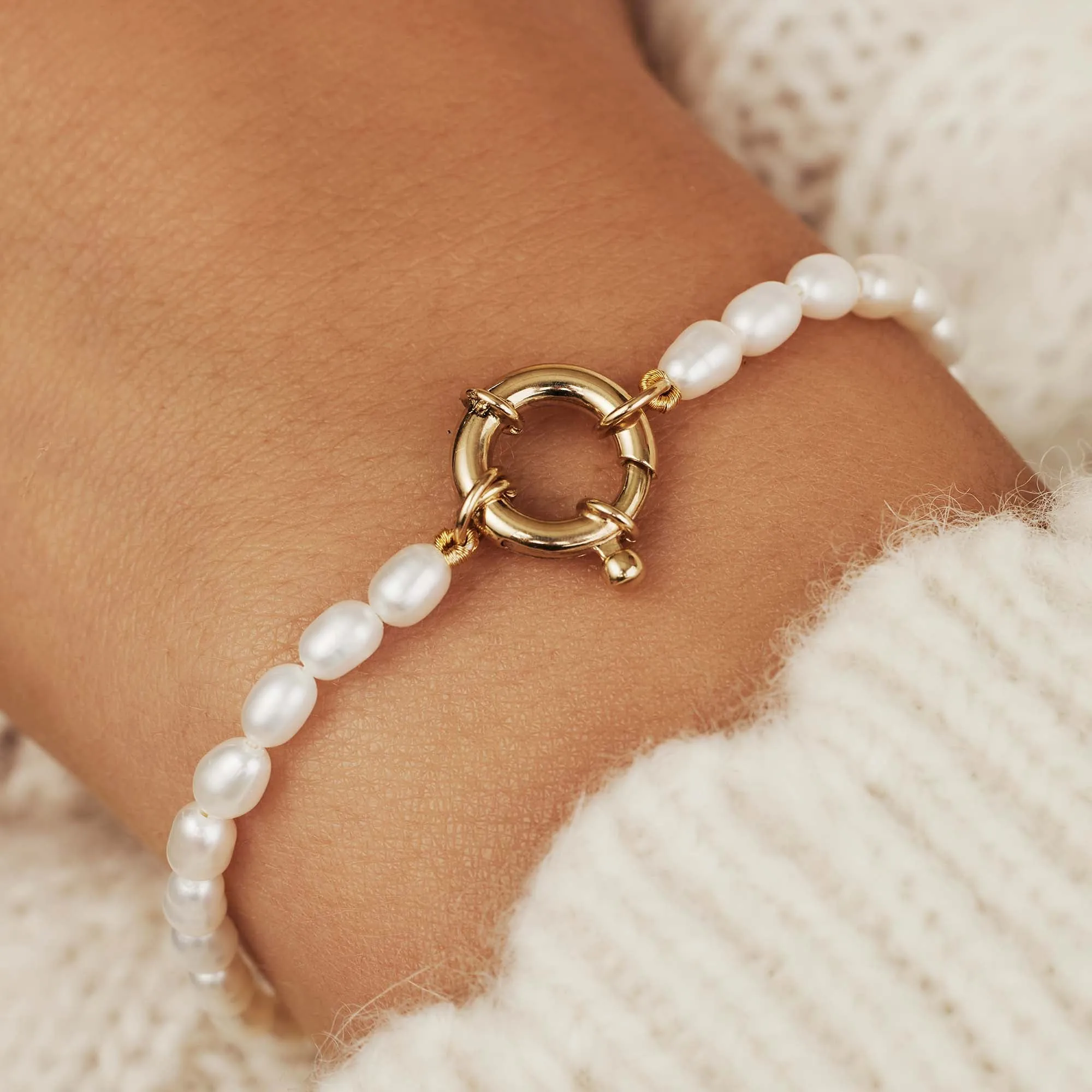 Cadeau d'Isabel 14 karat gold bracelets gift set with pearls