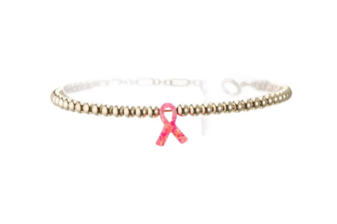 CANCER AWARENESS | Opal Charm and 14K Gold Filled Beads Bracelet