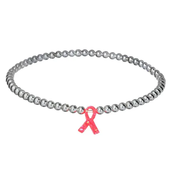 CANCER AWARENESS | Opal Charm and 14K Gold Filled Beads Bracelet