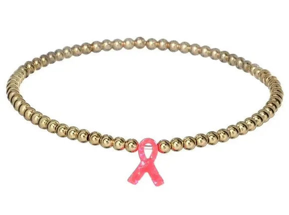 CANCER AWARENESS | Opal Charm and 14K Gold Filled Beads Bracelet