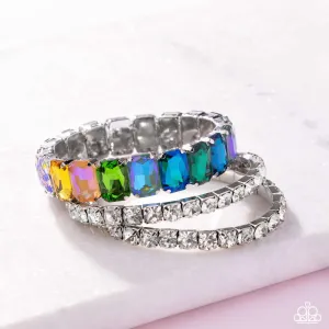 Candescent Caliber - Multi - Colorful Gem Paparazzi Stretchy Bracelet - 2025 Empower Me Pink Exclusive