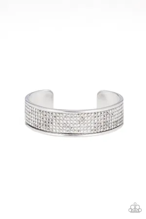 Can't Believe Your ICE - Silver - Smoky Rhinestone Paparazzi Cuff Bracelet