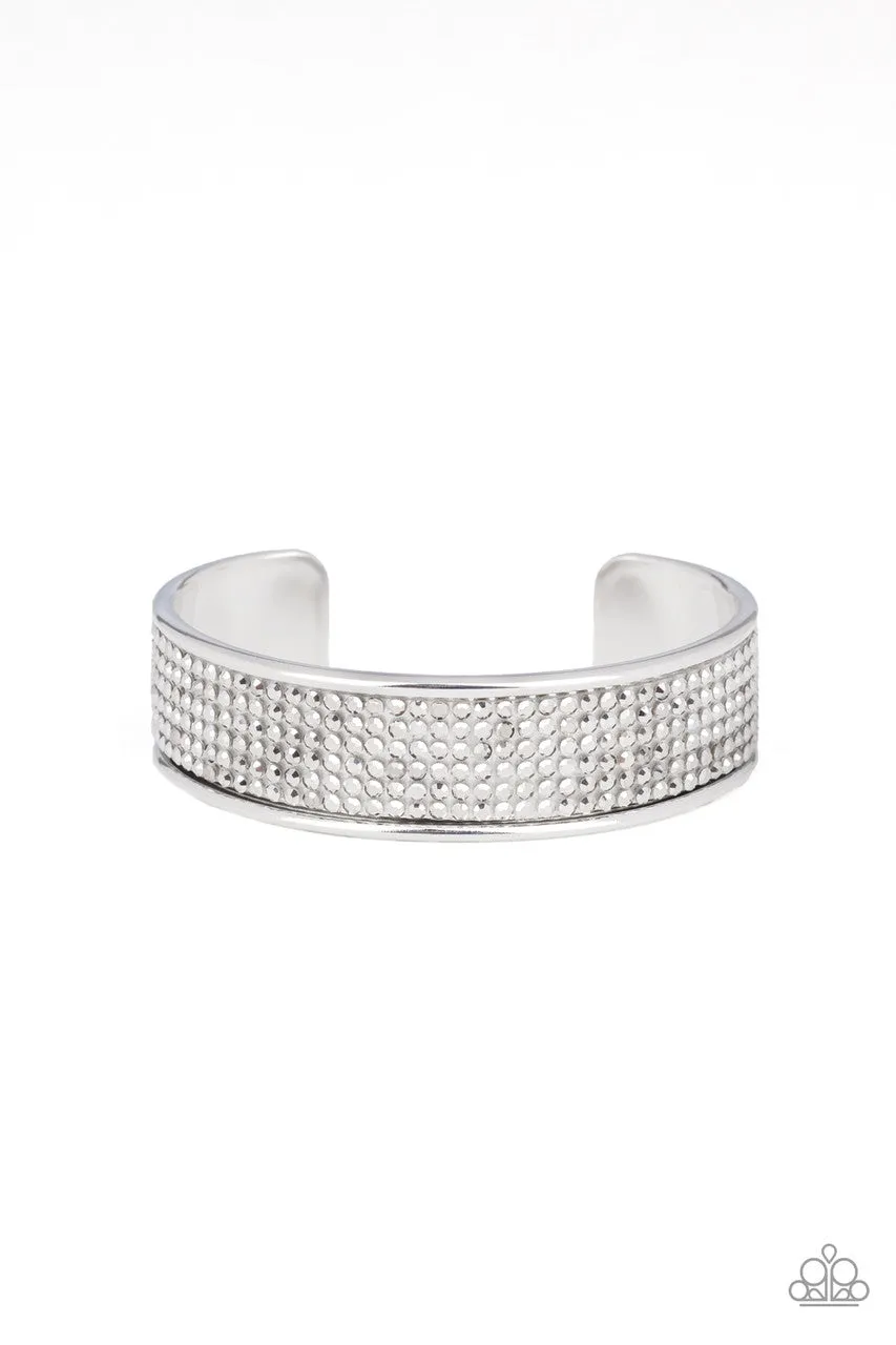 Can't Believe Your ICE - Silver - Smoky Rhinestone Paparazzi Cuff Bracelet