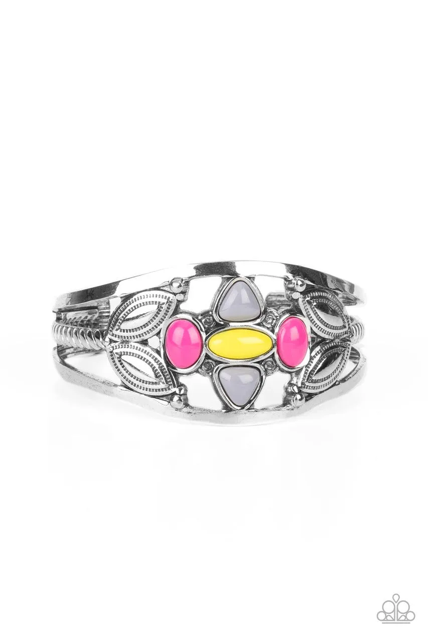Caribbean Cabana - Multi - Pink and Yellow Bead Paparazzi Cuff Bracelet