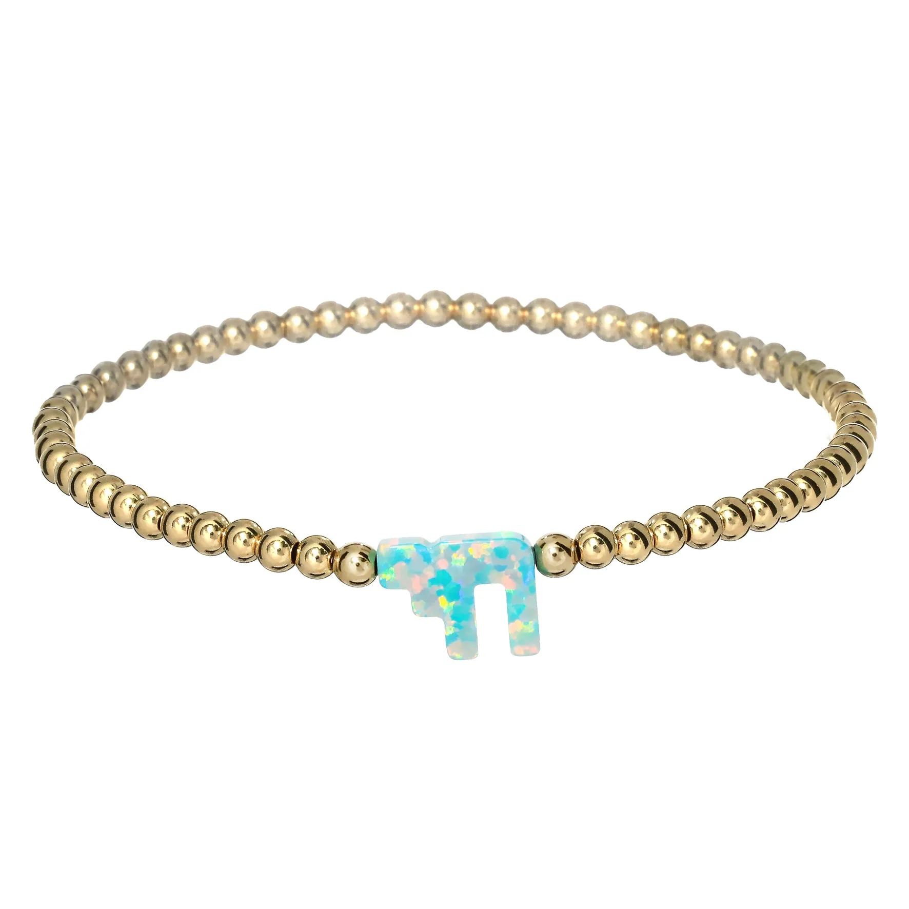 CHAI "LIFE" | Opal Charm and 14K Gold Filled Beads Bracelet