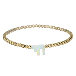 CHAI "LIFE" | Opal Charm and 14K Gold Filled Beads Bracelet