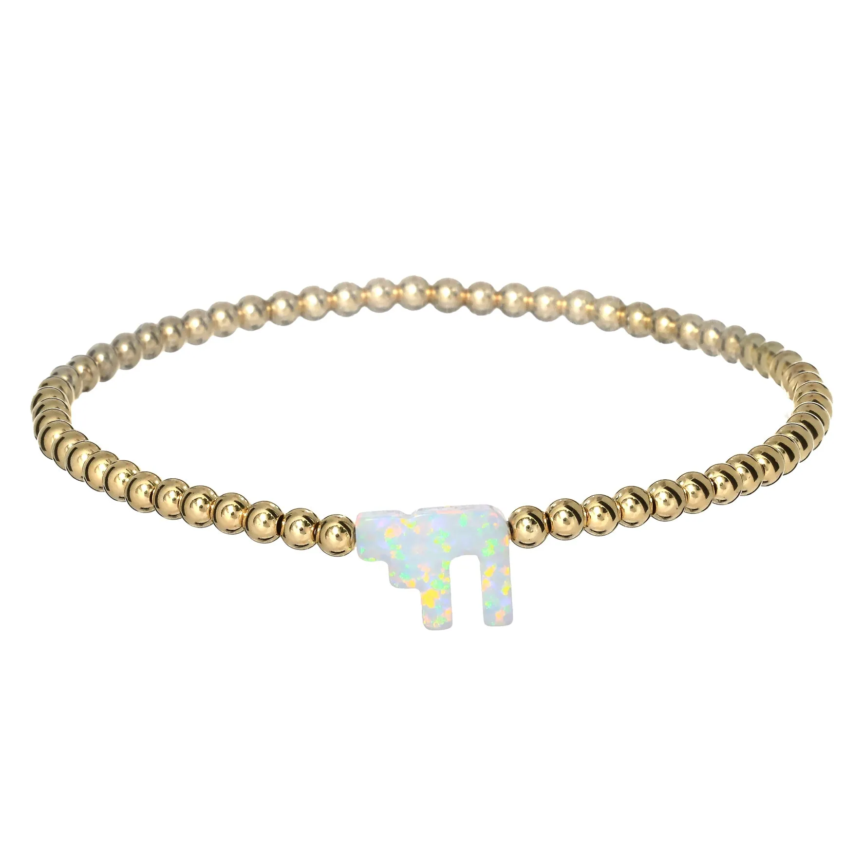 CHAI "LIFE" | Opal Charm and 14K Gold Filled Beads Bracelet