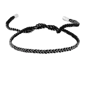 Chain and Silk Bracelet in Silver