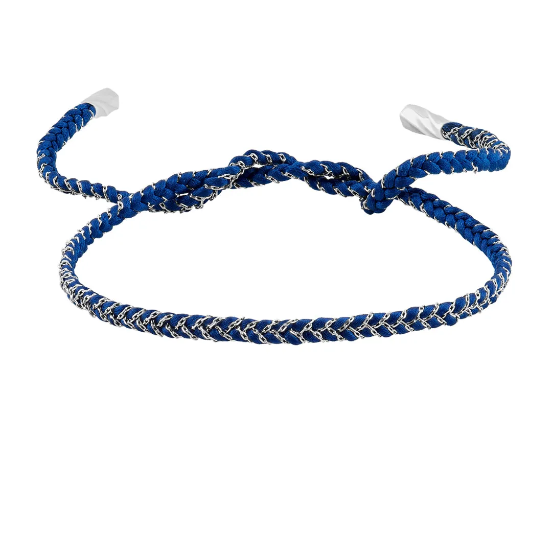 Chain and Silk Bracelet in Silver