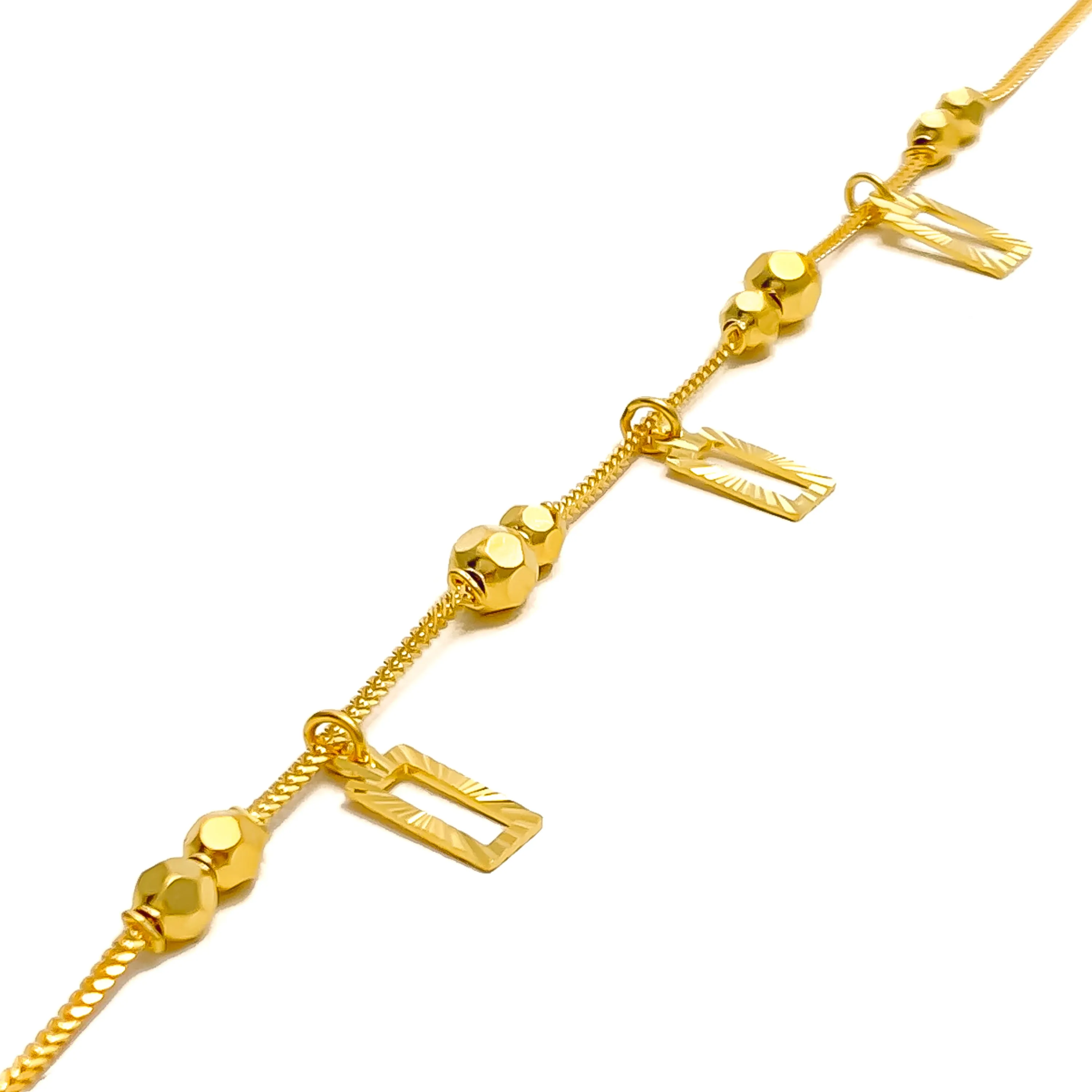 Charming Geometric 22k Gold Charm Bracelet