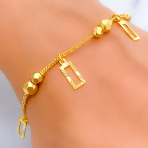 Charming Geometric 22k Gold Charm Bracelet