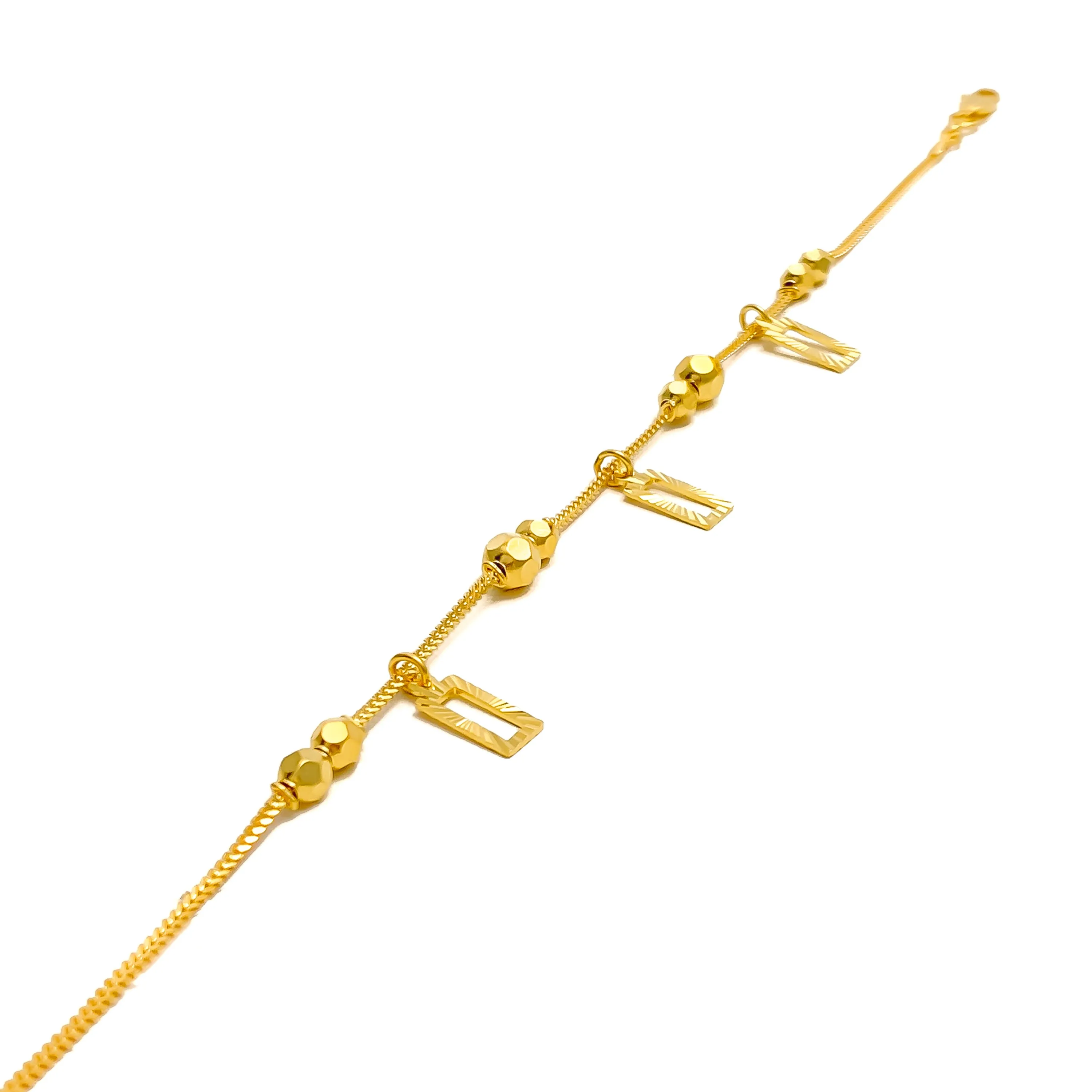 Charming Geometric 22k Gold Charm Bracelet