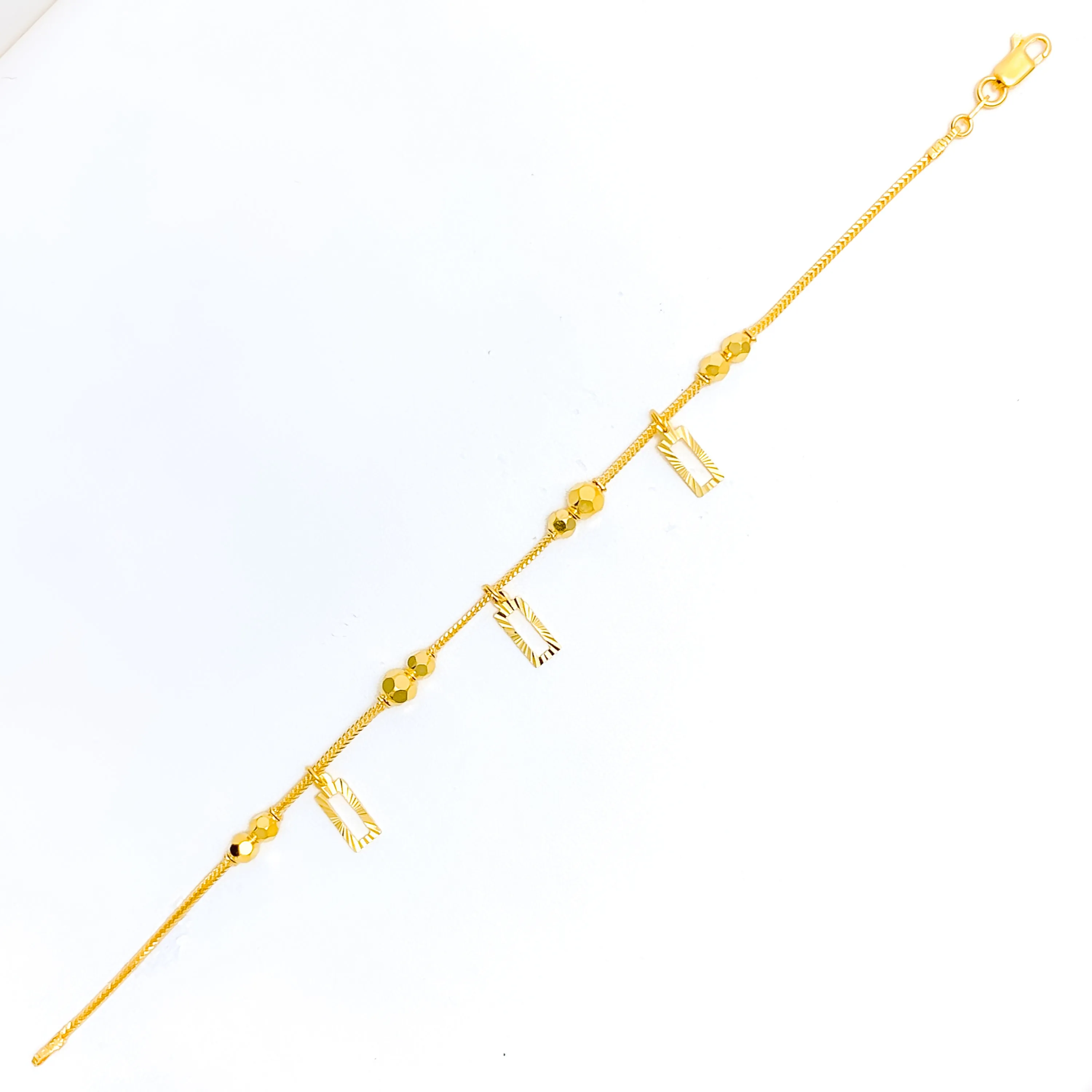 Charming Geometric 22k Gold Charm Bracelet