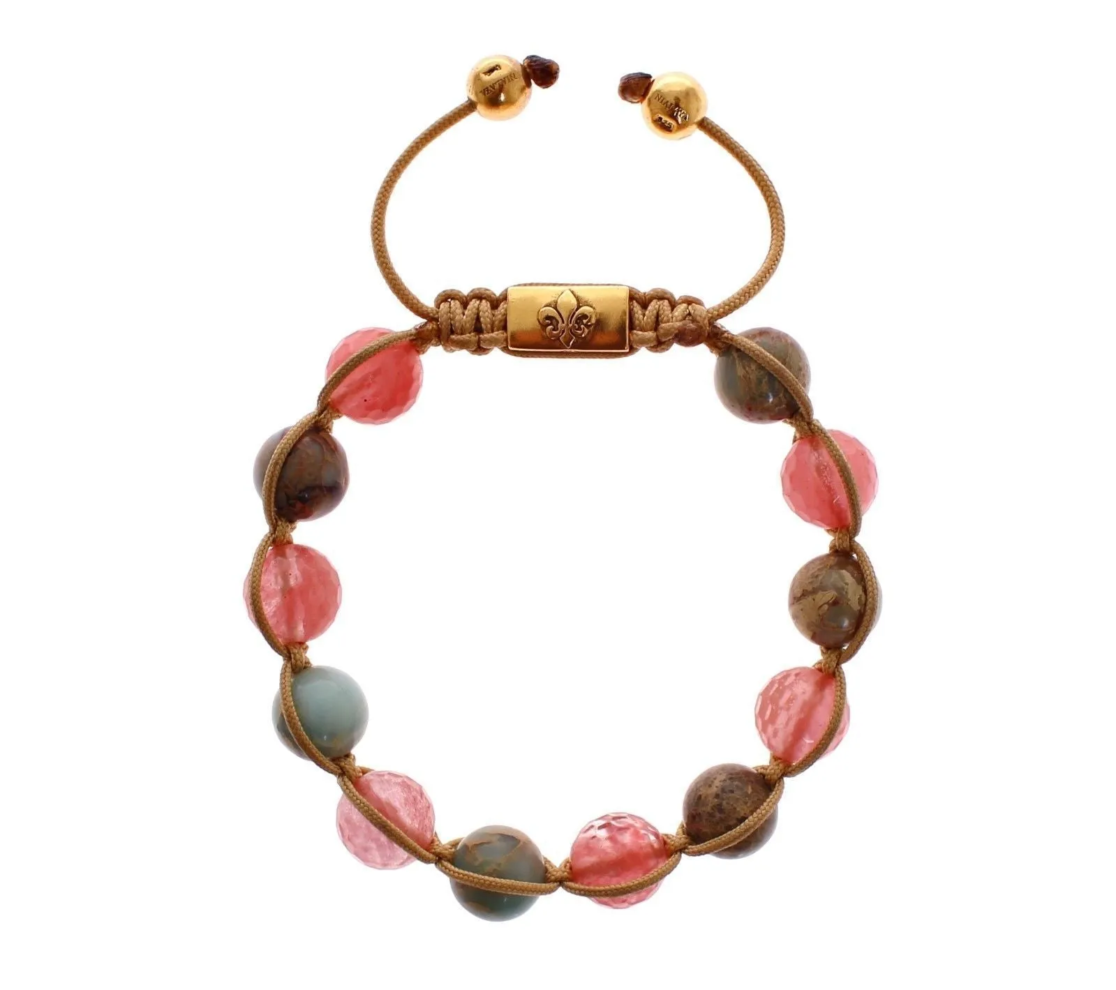 Cherry Quartz Opal 18K Gold 925 Silver Bracelet