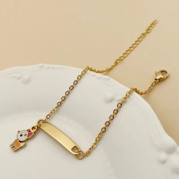 Children's Bracelets:   Steel with Gold IP ID Bracelets with Bambi Charm
