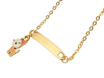 Children's Bracelets:   Steel with Gold IP ID Bracelets with Bambi Charm