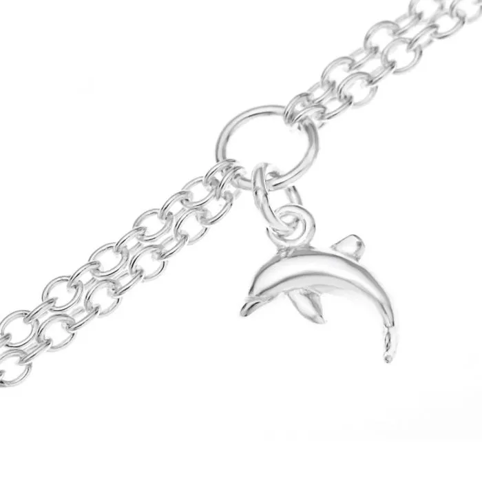 Children's Bracelets:  Sterling Silver Double Strand Children's Charm Bracelets