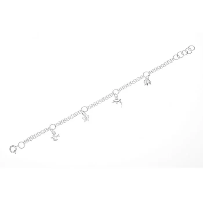 Children's Bracelets:  Sterling Silver Double Strand Children's Charm Bracelets