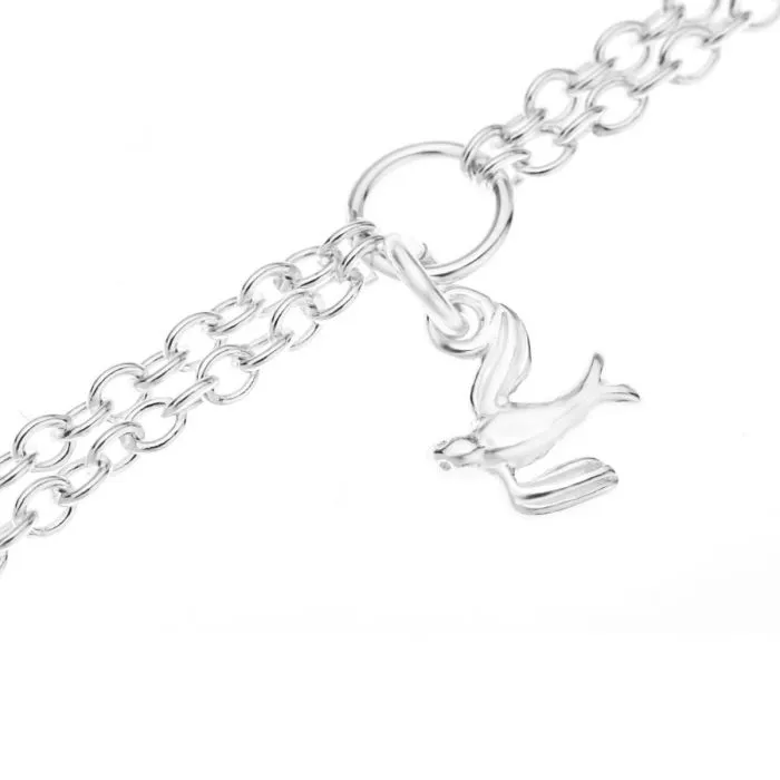 Children's Bracelets:  Sterling Silver Double Strand Children's Charm Bracelets