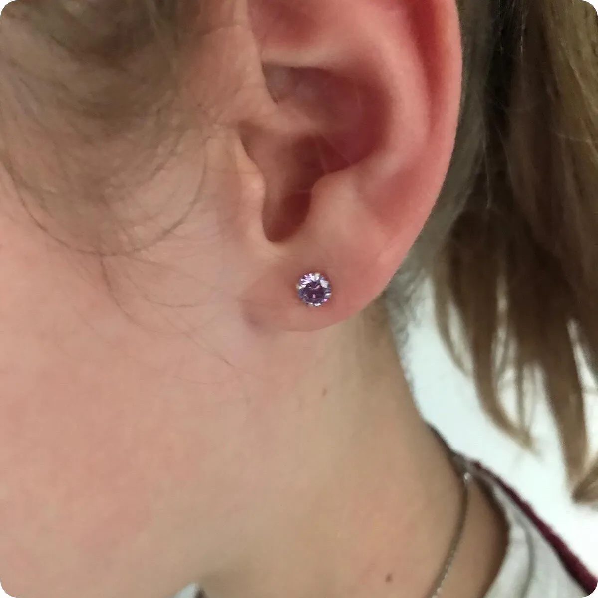 Children's Sterling Silver 'June Birthstone'  Stud Earrings