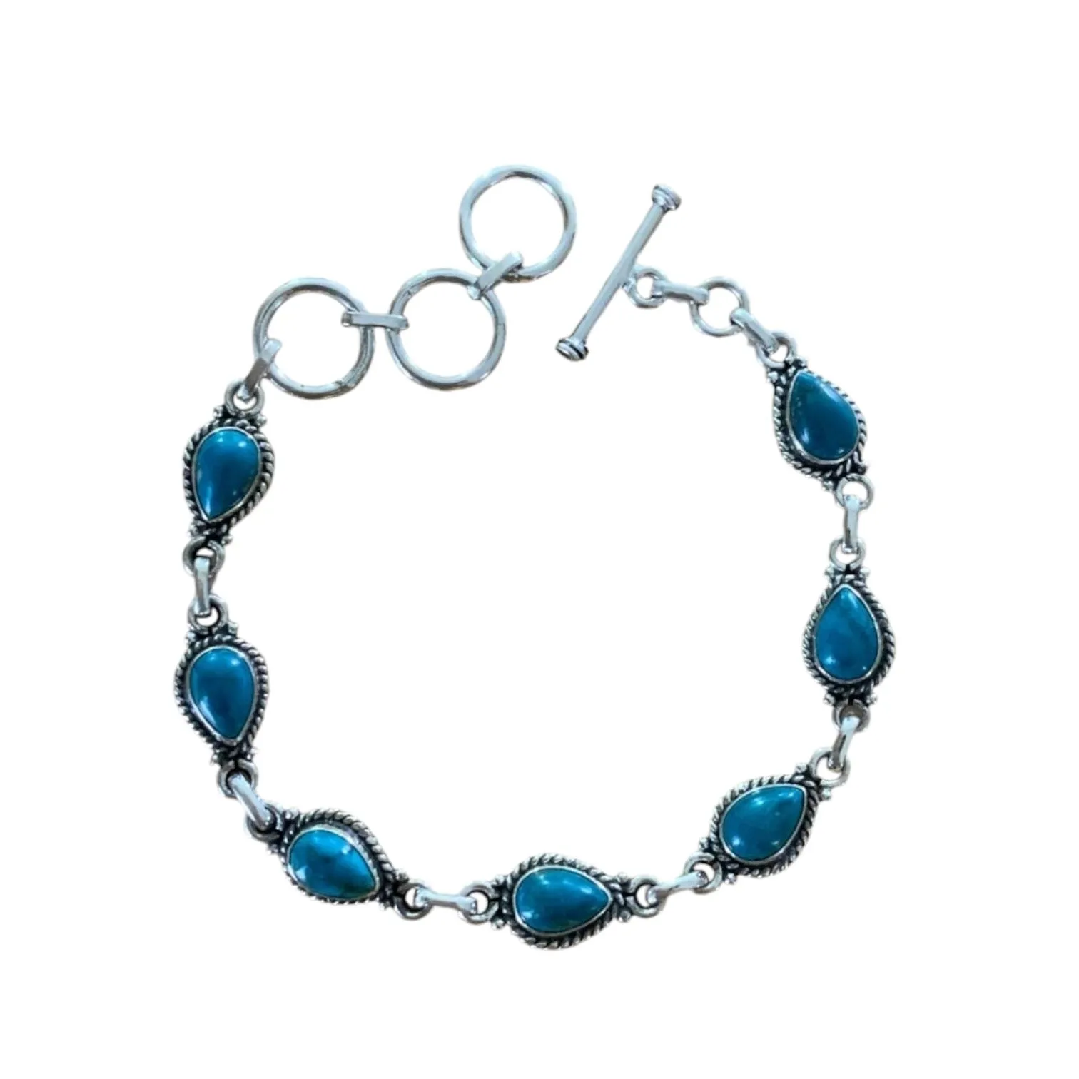 Chrysocolla Solid 925 Sterling Silver Bracelet