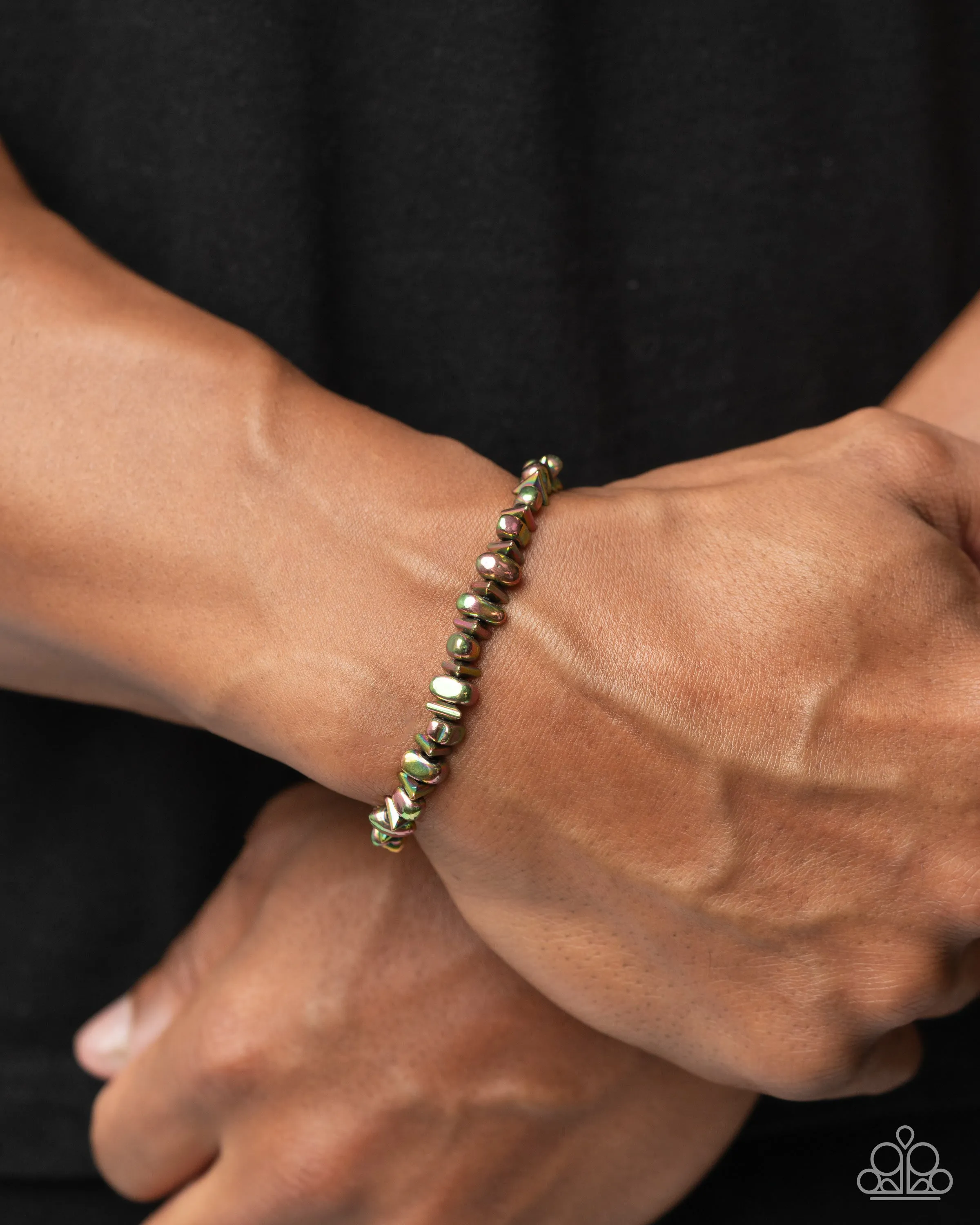 City Combination - Multi - Oil Spill Bead Paparazzi Men's Stretchy Bracelet
