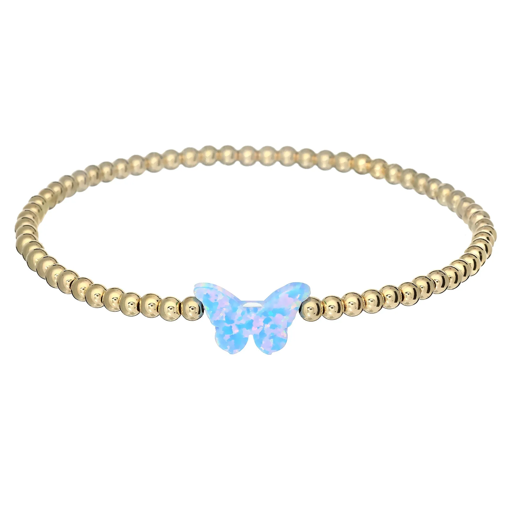 CLASSIC BUTTERFLY | Opal Charm and 14K Gold Filled Beads Bracelet