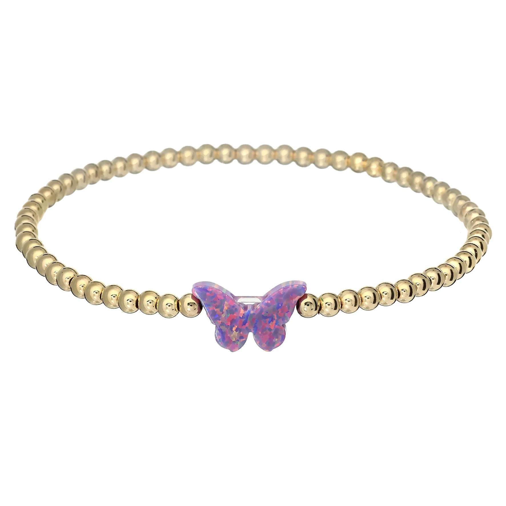 CLASSIC BUTTERFLY | Opal Charm and 14K Gold Filled Beads Bracelet