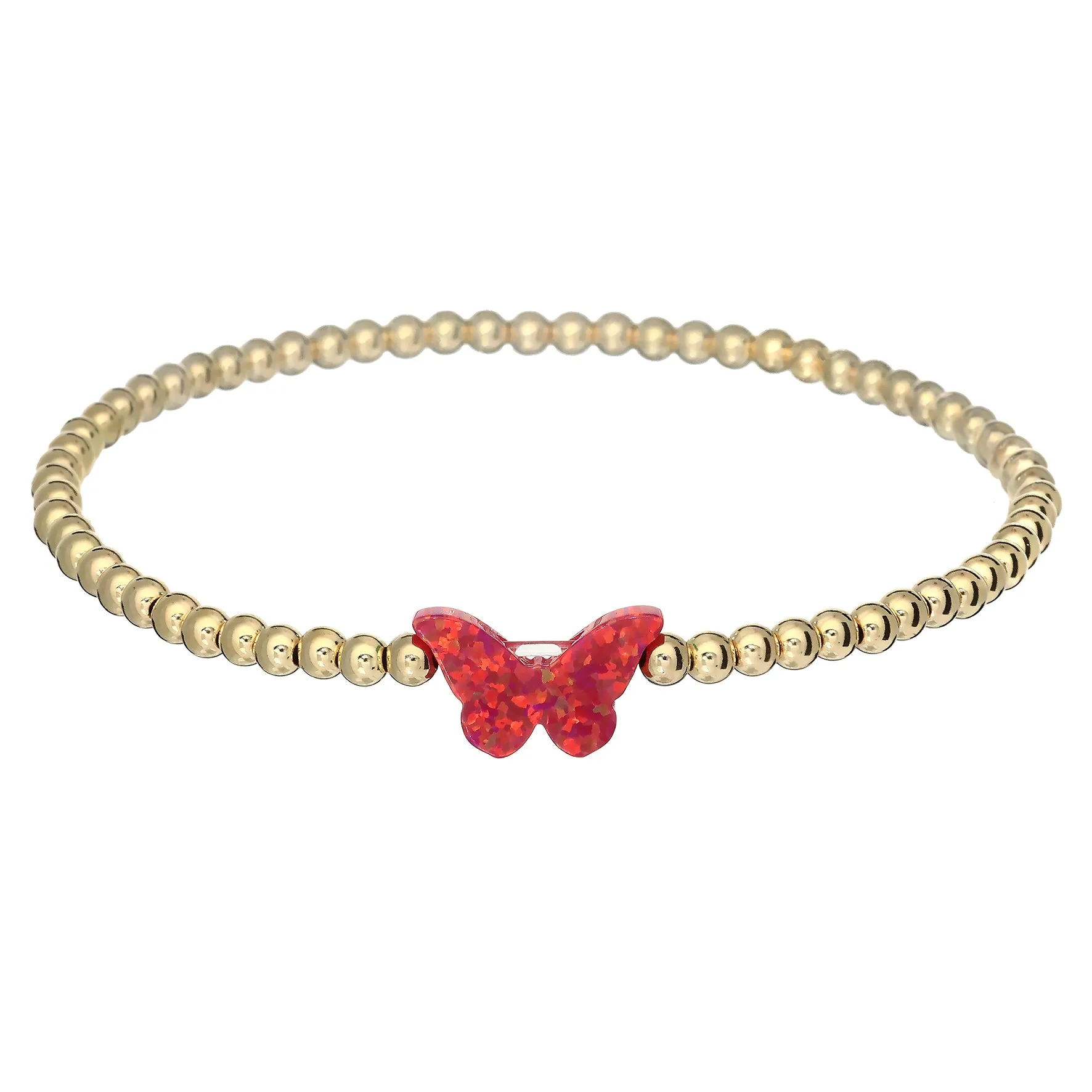 CLASSIC BUTTERFLY | Opal Charm and 14K Gold Filled Beads Bracelet