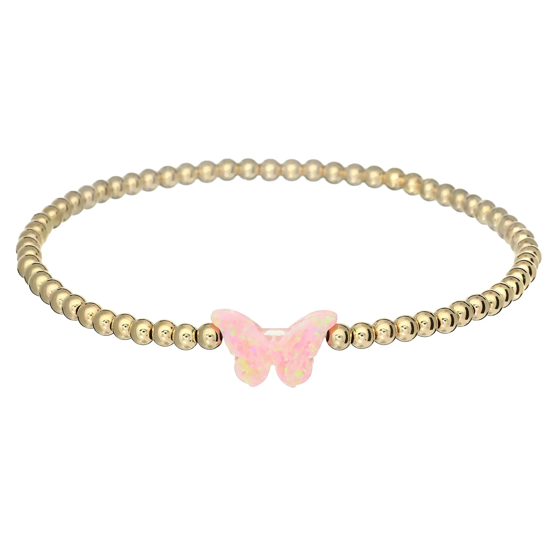CLASSIC BUTTERFLY | Opal Charm and 14K Gold Filled Beads Bracelet