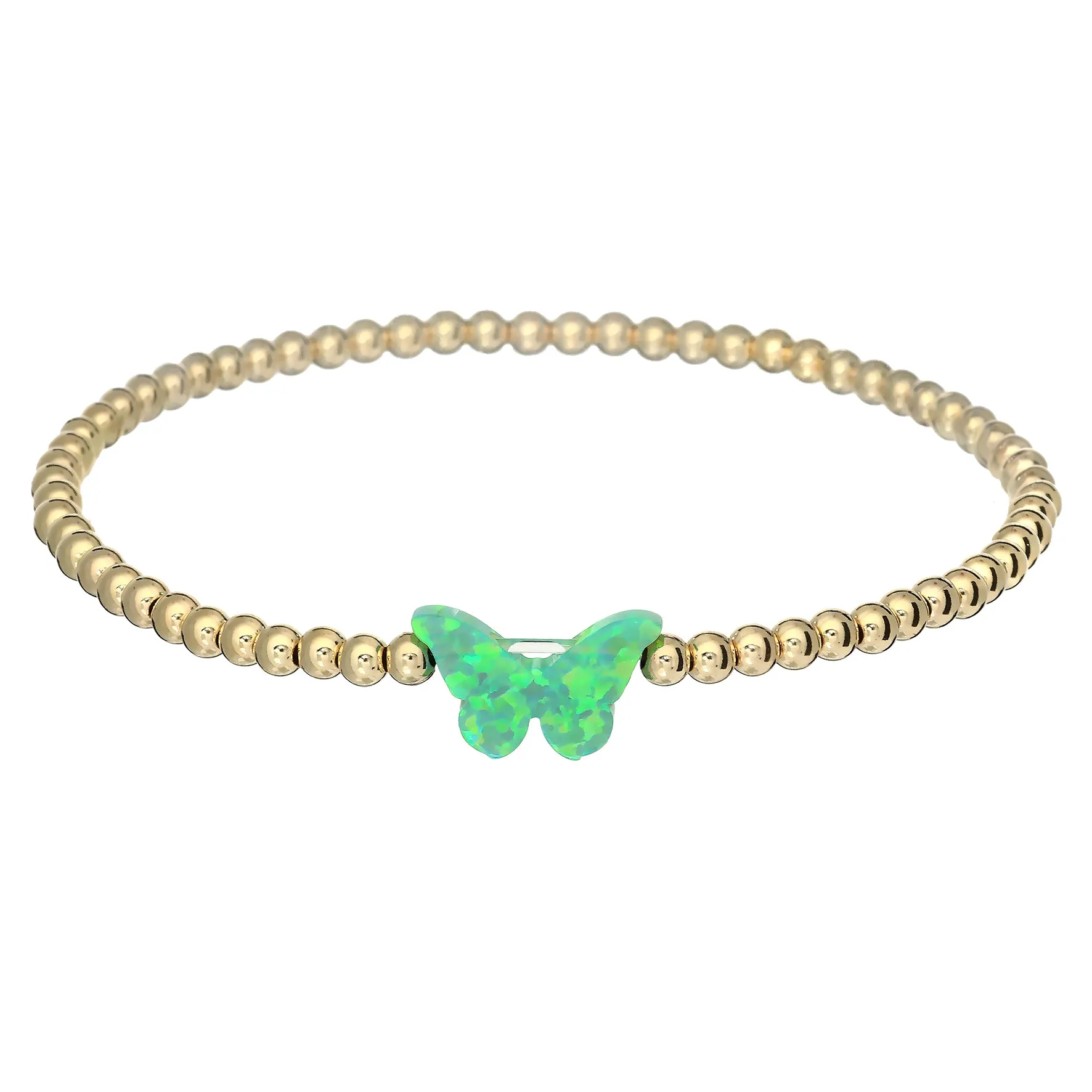 CLASSIC BUTTERFLY | Opal Charm and 14K Gold Filled Beads Bracelet