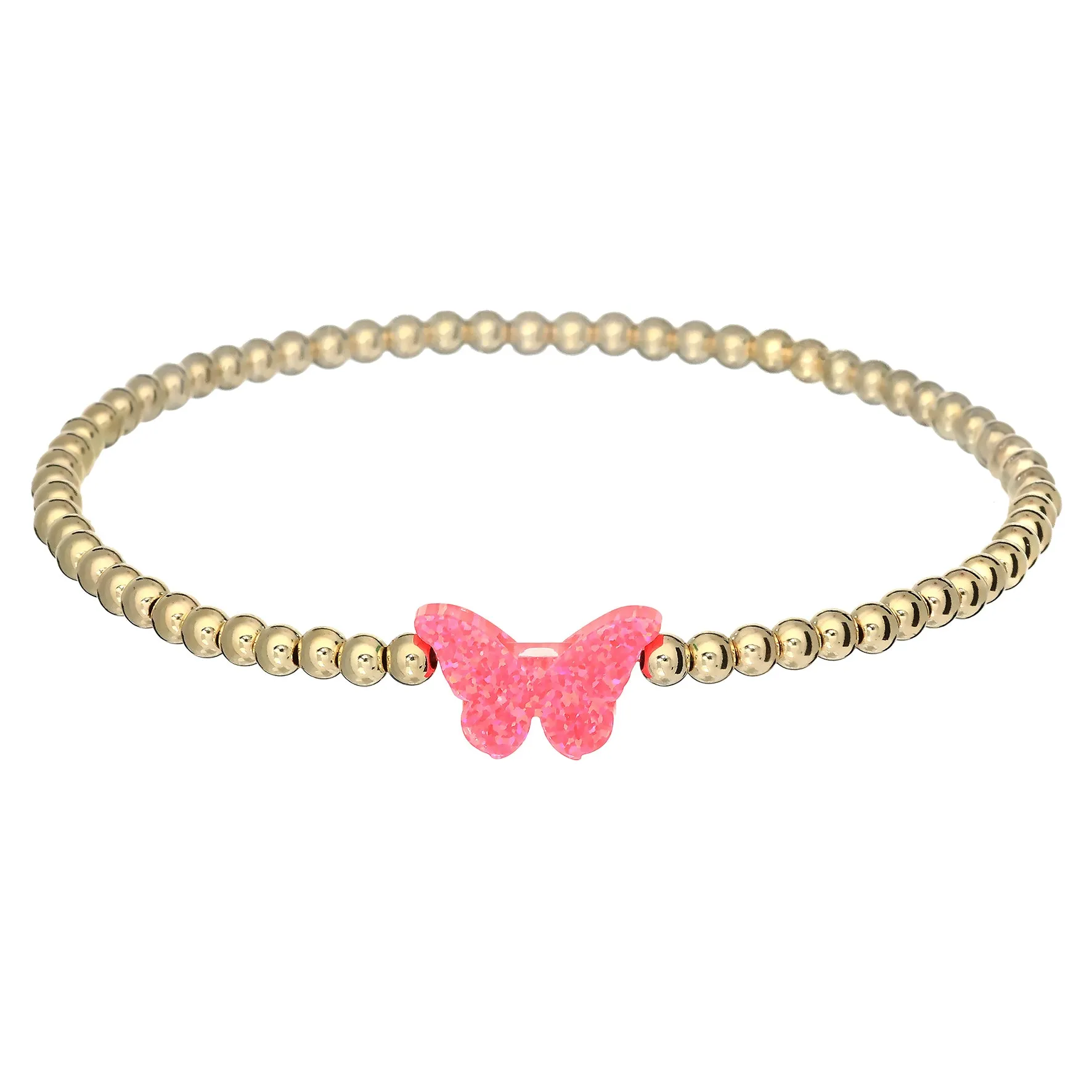 CLASSIC BUTTERFLY | Opal Charm and 14K Gold Filled Beads Bracelet