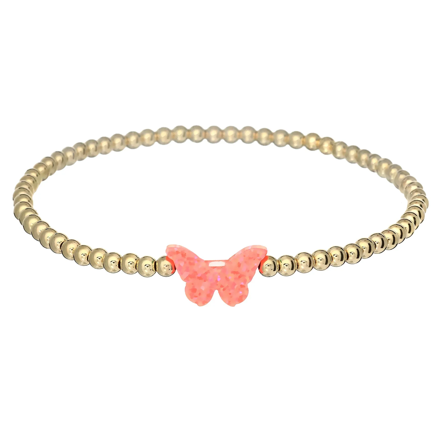 CLASSIC BUTTERFLY | Opal Charm and 14K Gold Filled Beads Bracelet