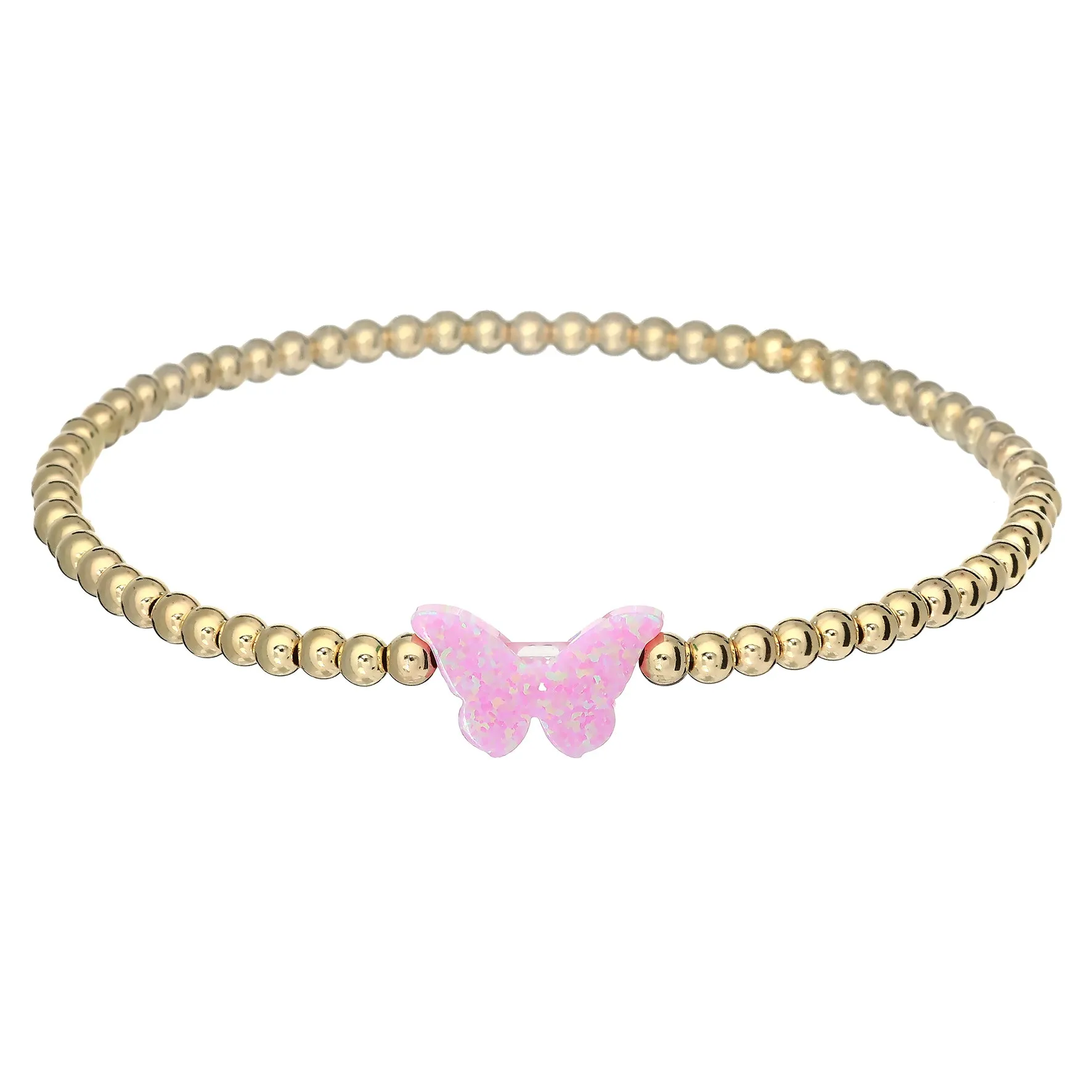 CLASSIC BUTTERFLY | Opal Charm and 14K Gold Filled Beads Bracelet