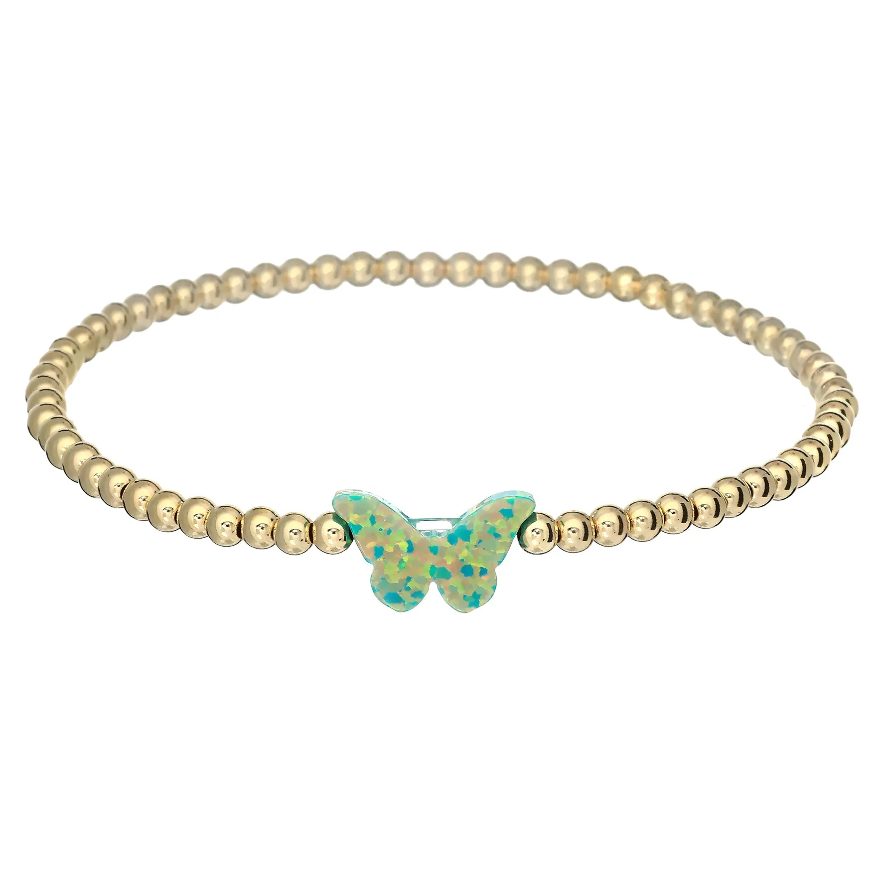 CLASSIC BUTTERFLY | Opal Charm and 14K Gold Filled Beads Bracelet