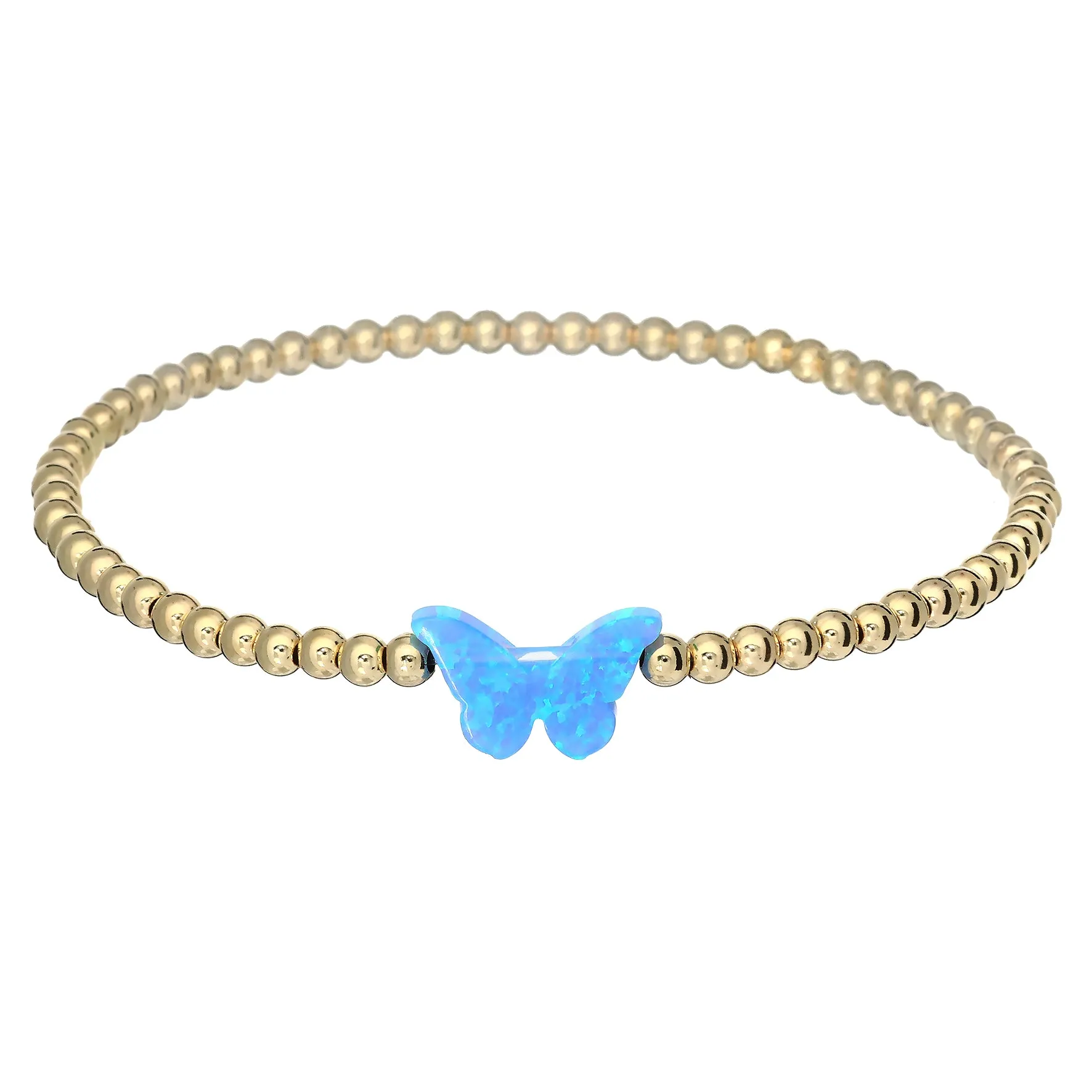 CLASSIC BUTTERFLY | Opal Charm and 14K Gold Filled Beads Bracelet